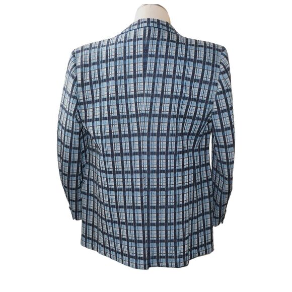 VTG Buckingham Clothes Morville Men's UK Sz 44R Blue Tartan Plaid Groovy Preppy - Picture 3 of 14